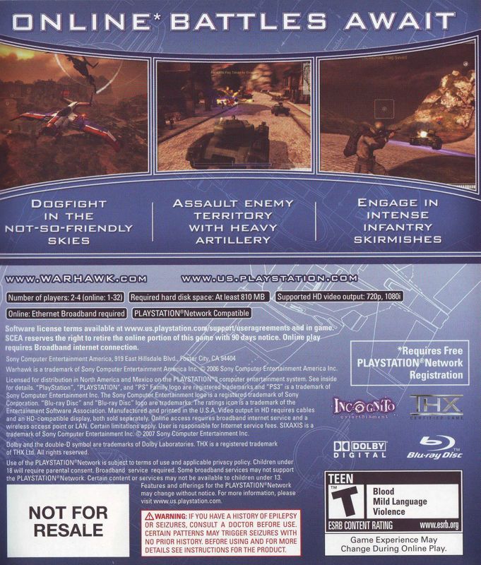 Warhawk - PS3 spill (NTSC, Regionfri)