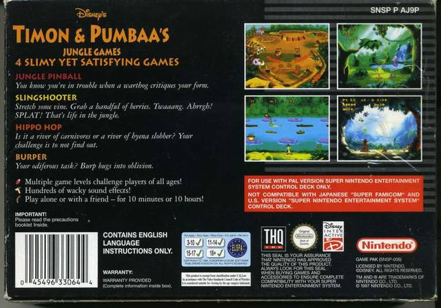 Disney's Timon & Pumbaa's Jungle Games - SNES spill - Retrospillkongen