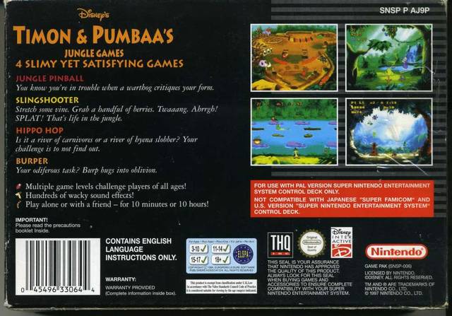 Disney's Timon & Pumbaa's Jungle Games - SNES spill