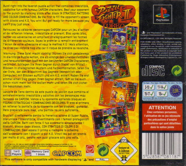Super Puzzle Fighter II Turbo - PS1 spill - Retrospillkongen