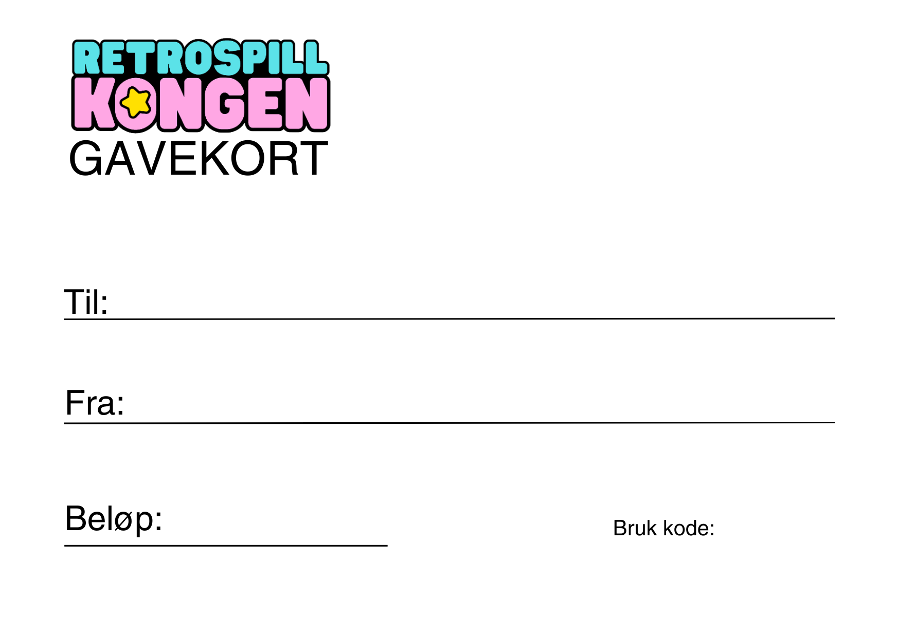Retrospillkongen.no Gavekort - Retrospillkongen