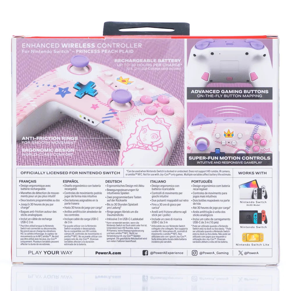 PowerA Princess Peach Trådløs Kontroller - Switch (Forseglet i Eske) - Retrospillkongen