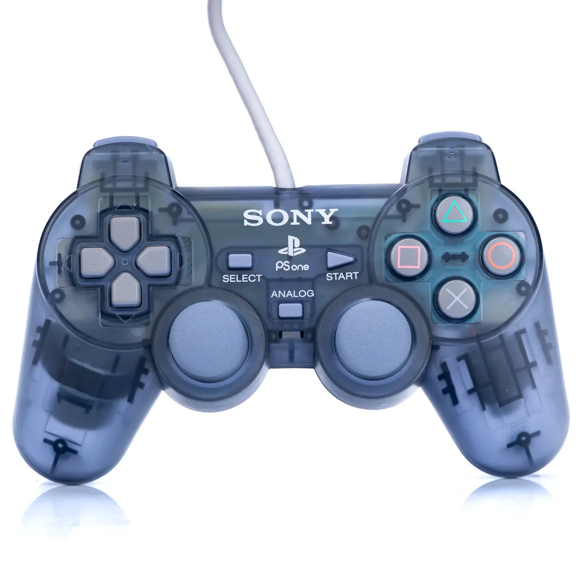 Original Sony PSone Gjennomsiktig Grå DualShock Kontroll - PS1 og PS2 - Retrospillkongen