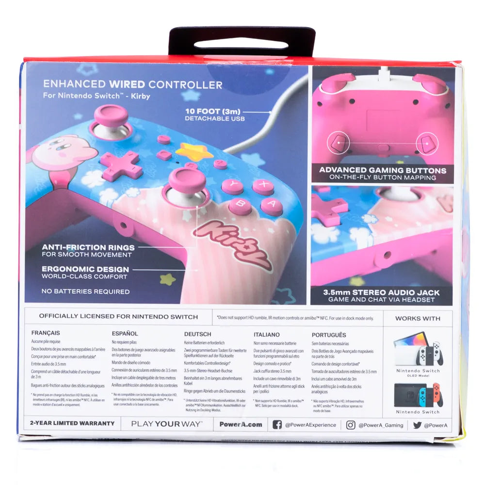 PowerA Kirby Enhanced Wired Kontroller - Nintendo Switch (i Eske) - Retrospillkongen