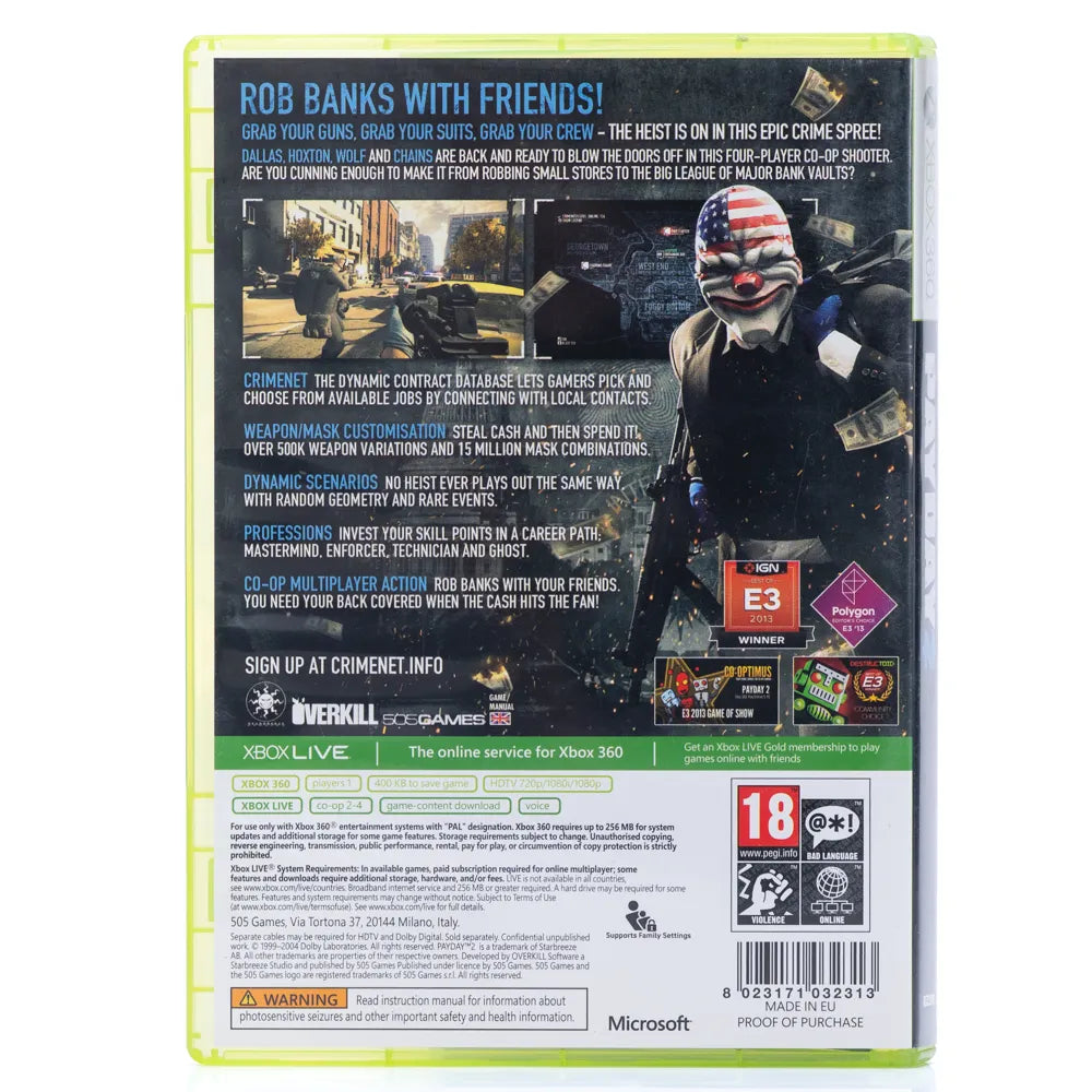 Payday 2 - Xbox 360 spill - Retrospillkongen