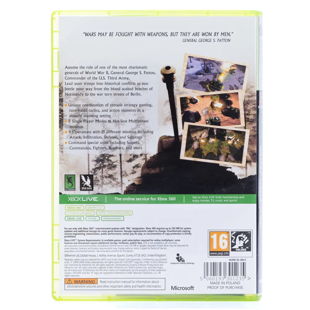 History Legends of War - Xbox 360 spill - Retrospillkongen