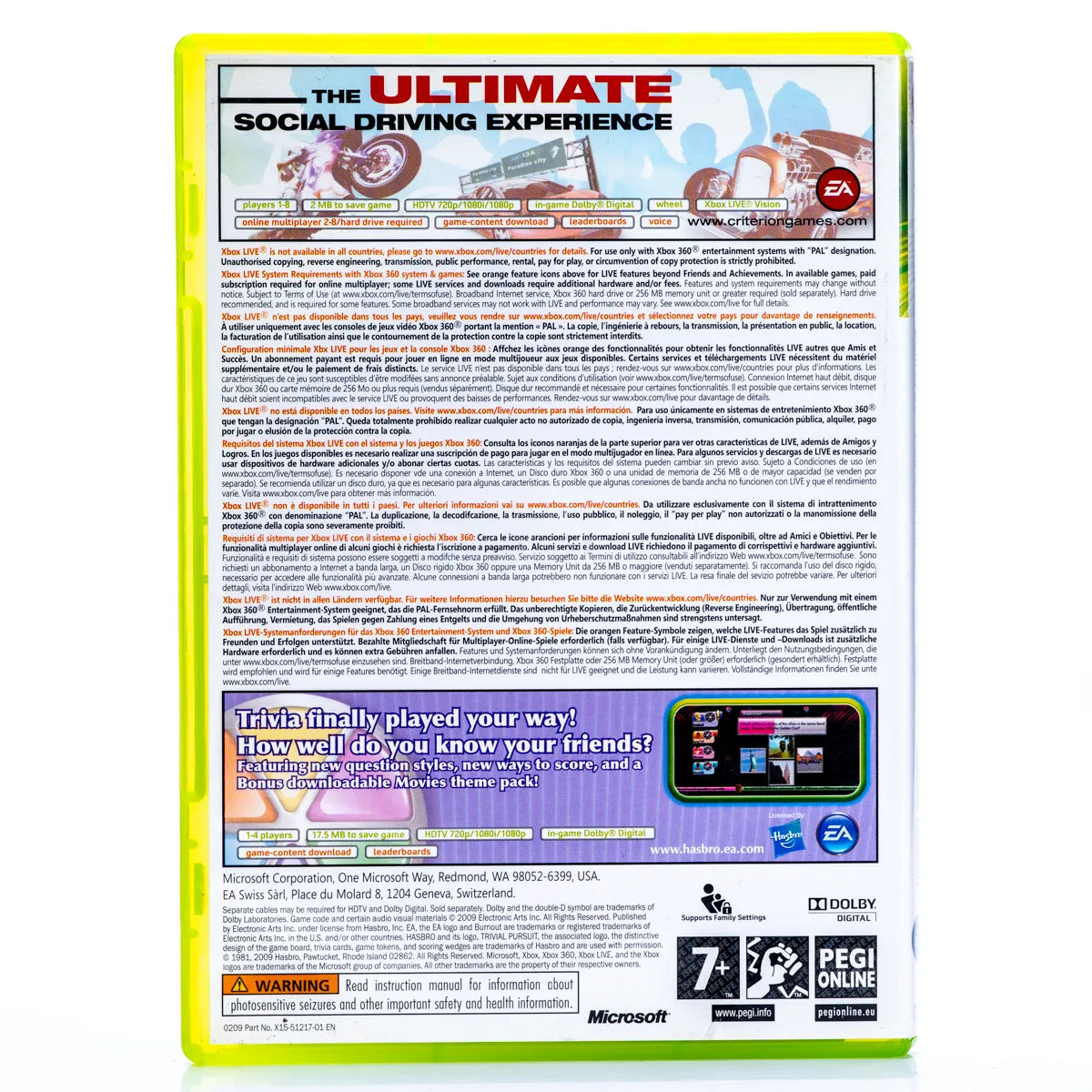 Bournout Paraduse Ultimate Box & Trivia Pursuit - Xbox 360 spill - Retrospillkongen