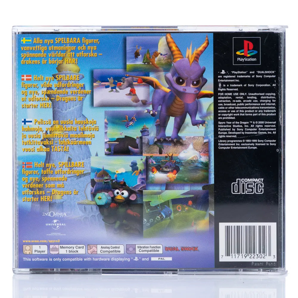 Spyro: Year of the Dragon - PS1 spill - Retrospillkongen