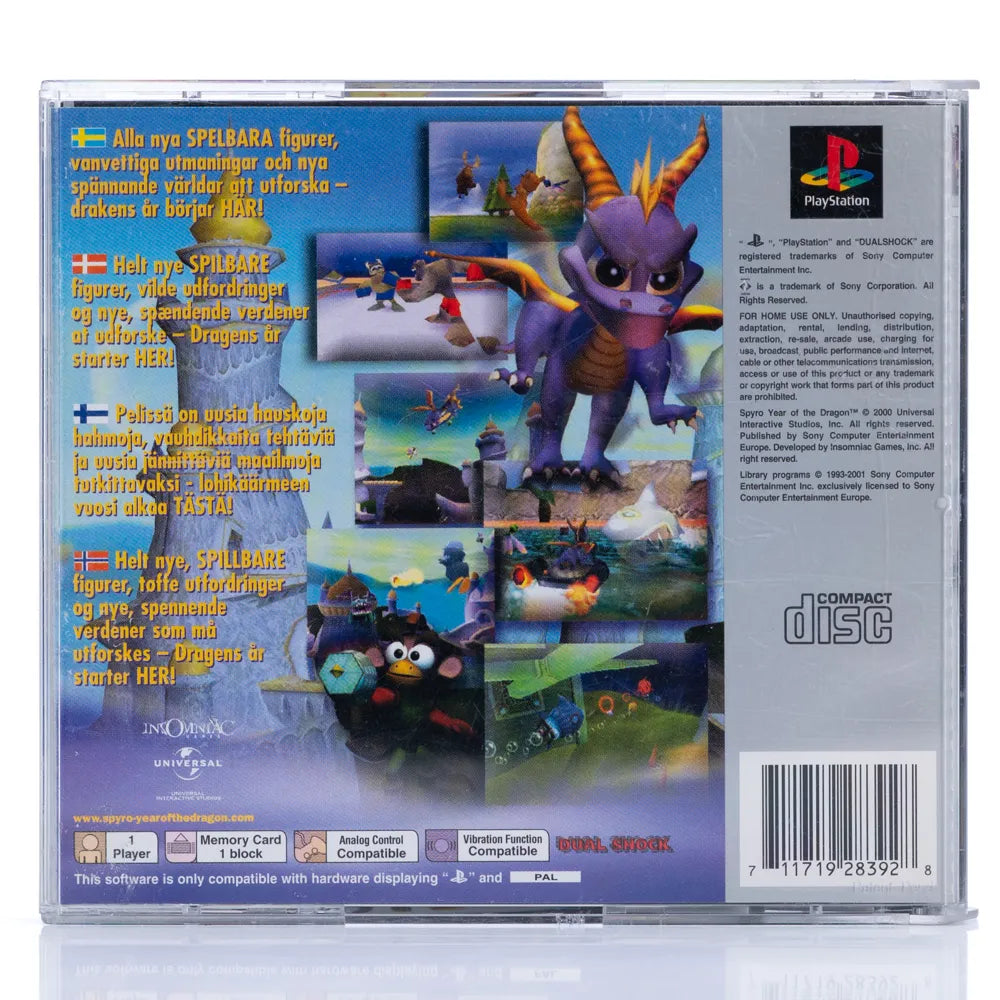 Spyro: Year of the Dragon - PS1 spill - Retrospillkongen