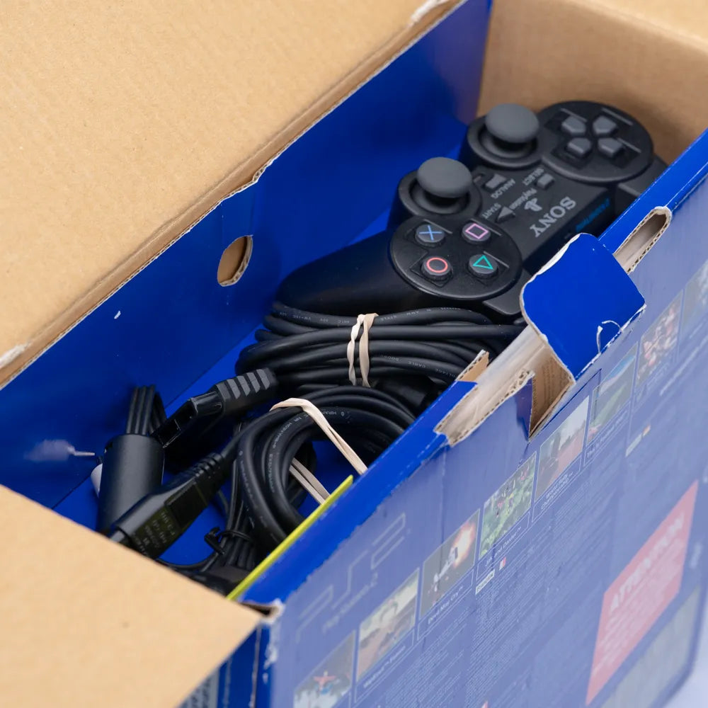 Original Playstation 2 Sort Konsoll pakke (Komplett i Eske) - Retrospillkongen