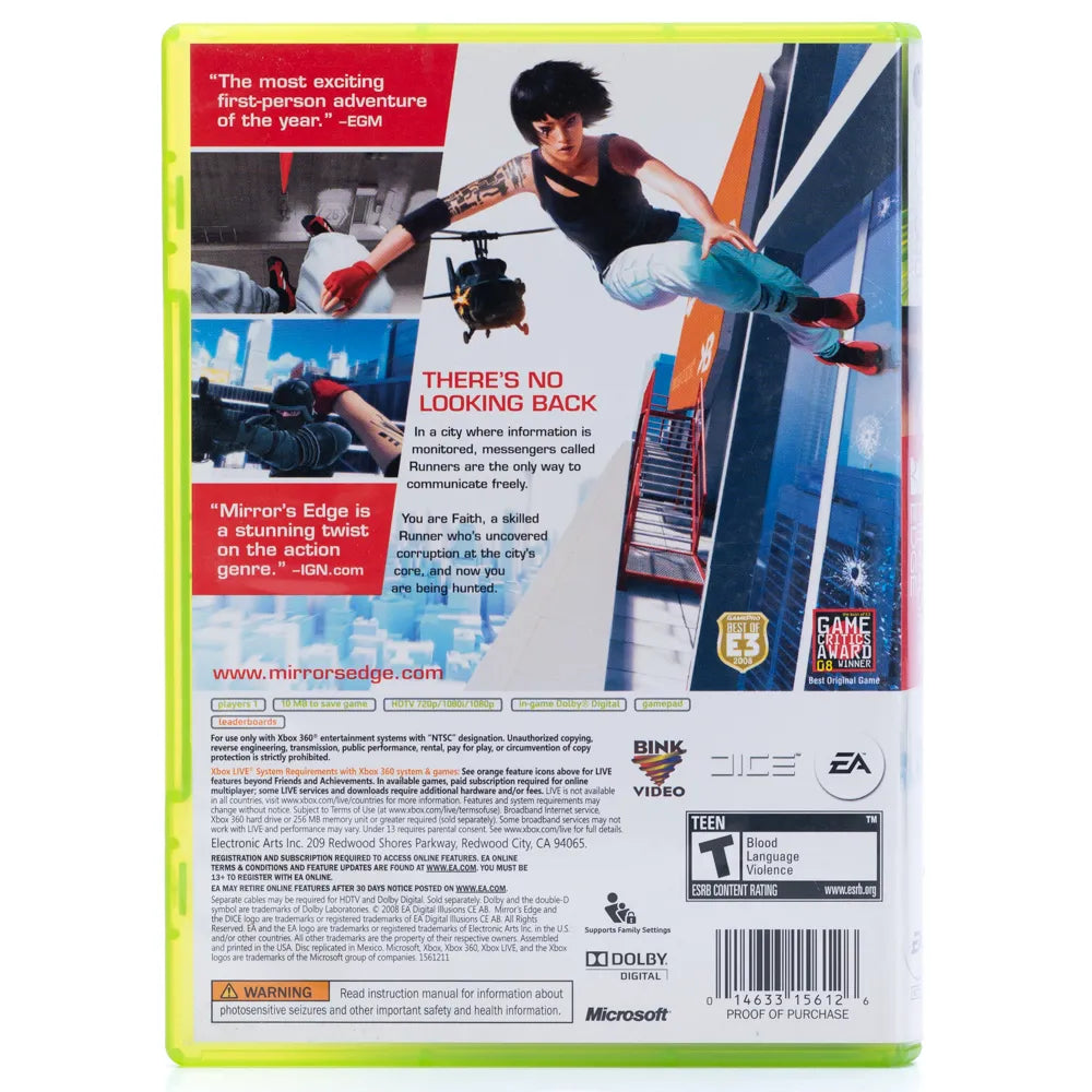 Mirror's Edge - Xbox 360 spill (NTSC-U)