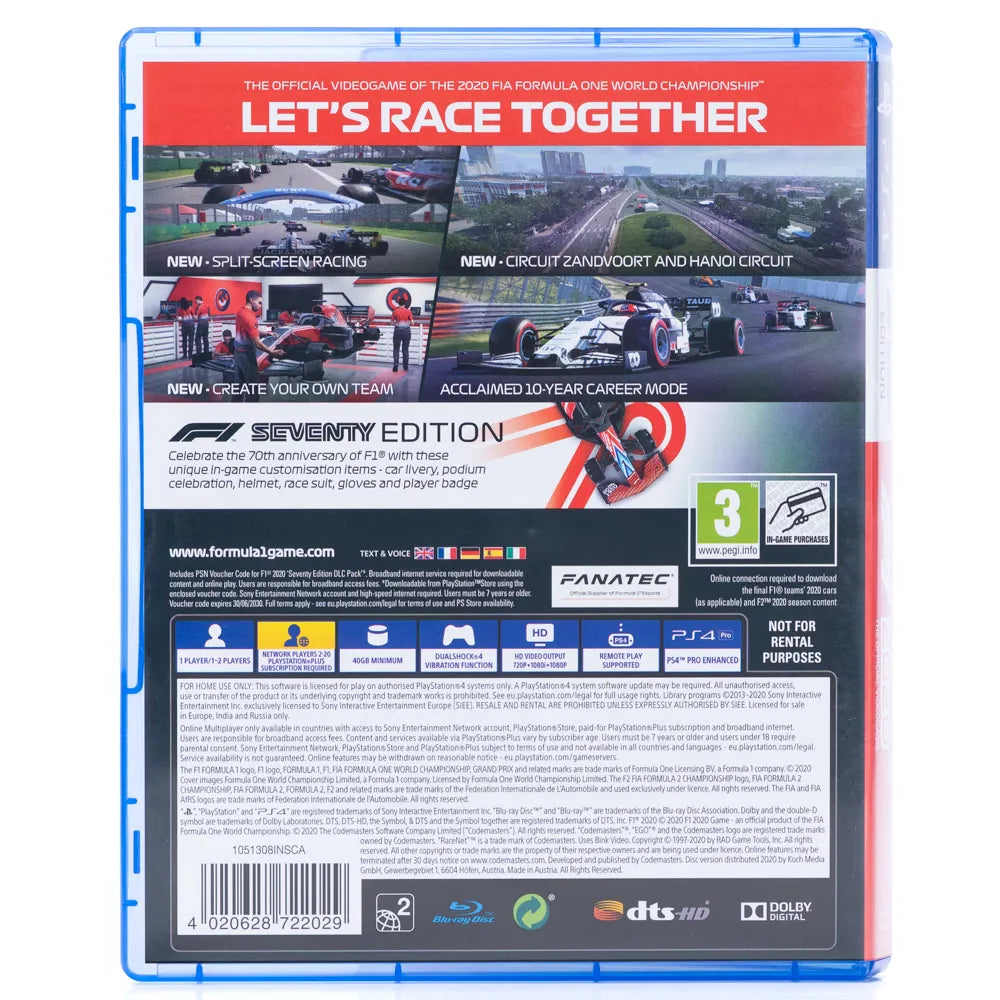 F1 2020: Seventy Edition - PS4 spill - Retrospillkongen