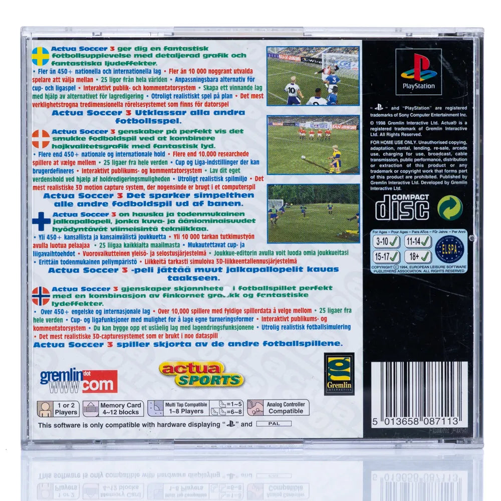 Actua Soccer 3 - PS1 spill - Retrospillkongen