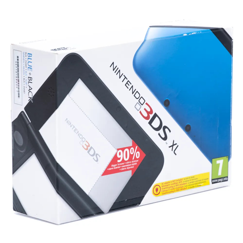 Nintendo 3DS XL Svart & Blå Konsoll m/Strømadapter (Komplett i Eske) - Retrospillkongen