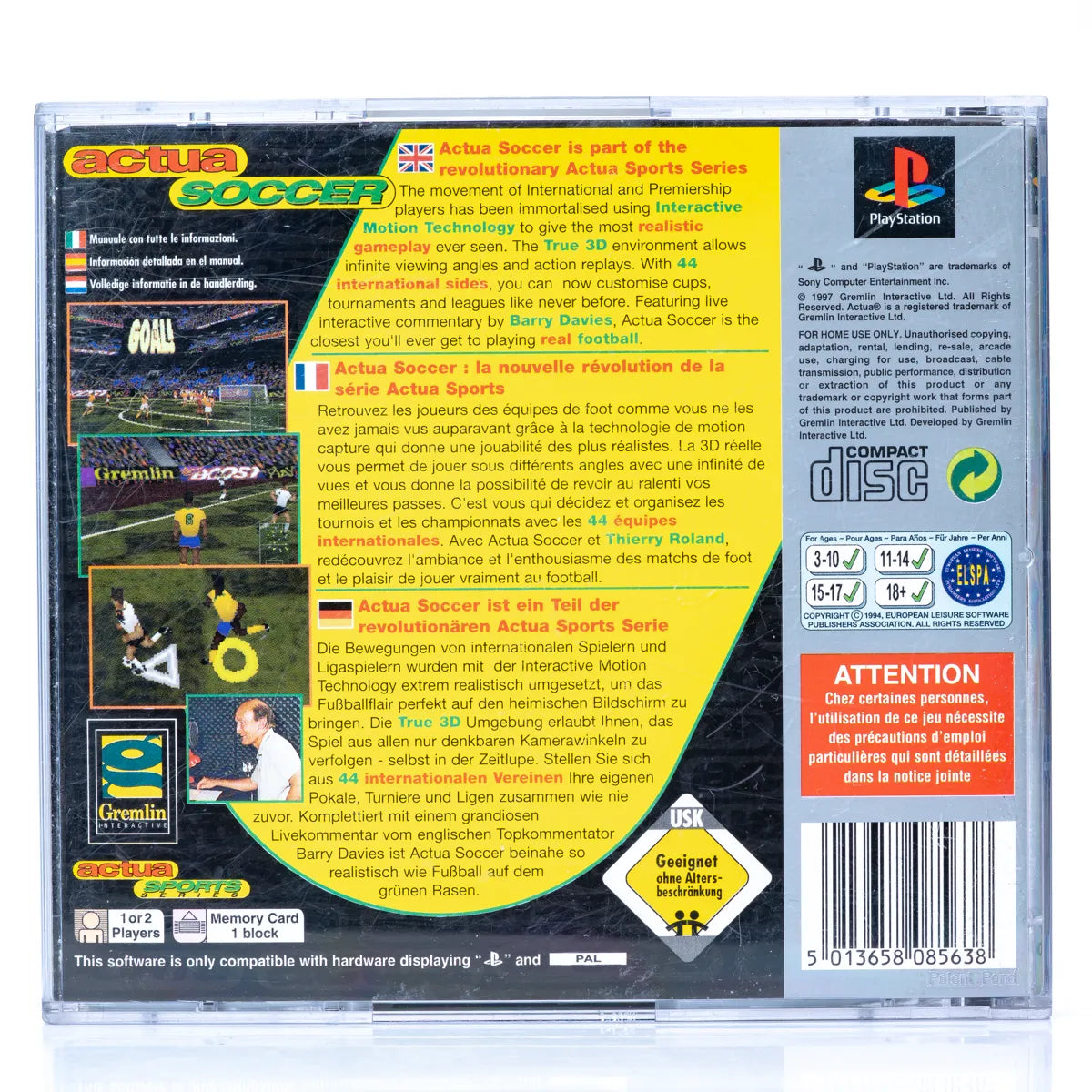 Actua Soccer - PS1 Spill - Retrospillkongen