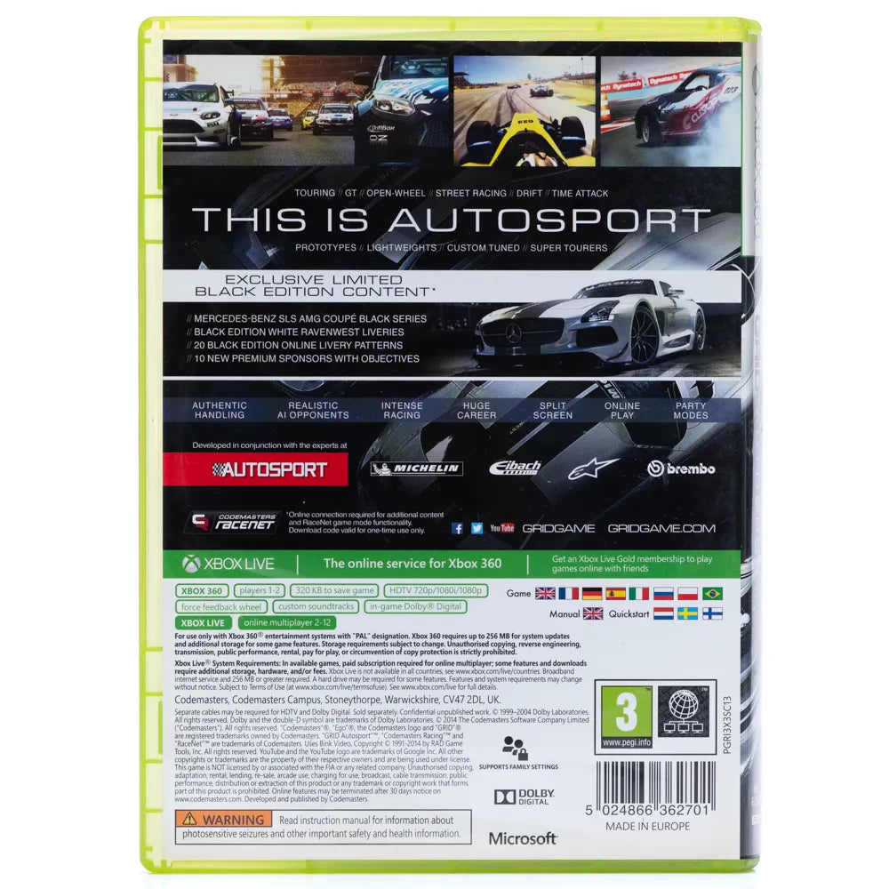 GRID Autosport - Xbox 360 spill (Limited Black Edition) - Retrospillkongen