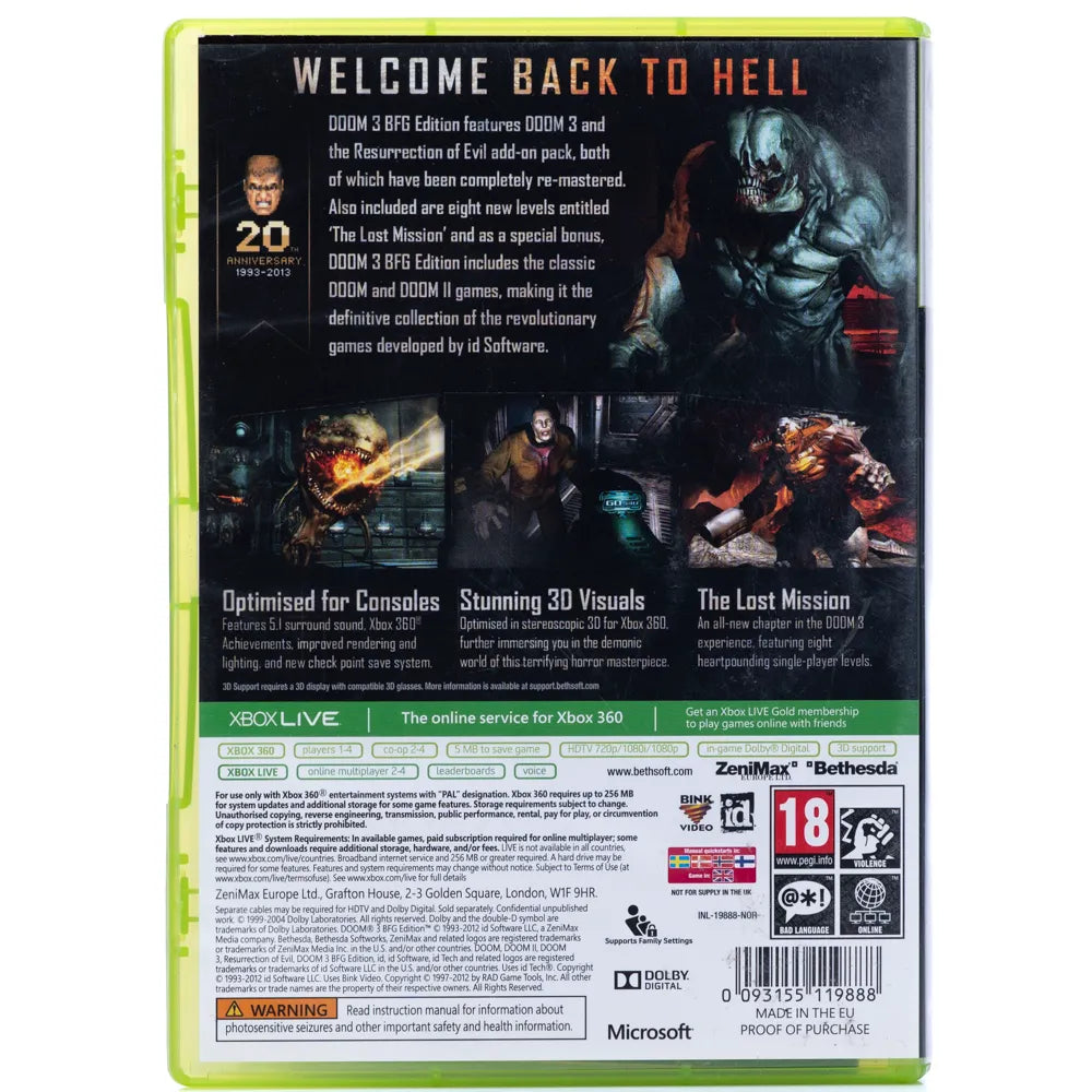 Doom 3: BFG Edition - Xbox 360 spill - Retrospillkongen