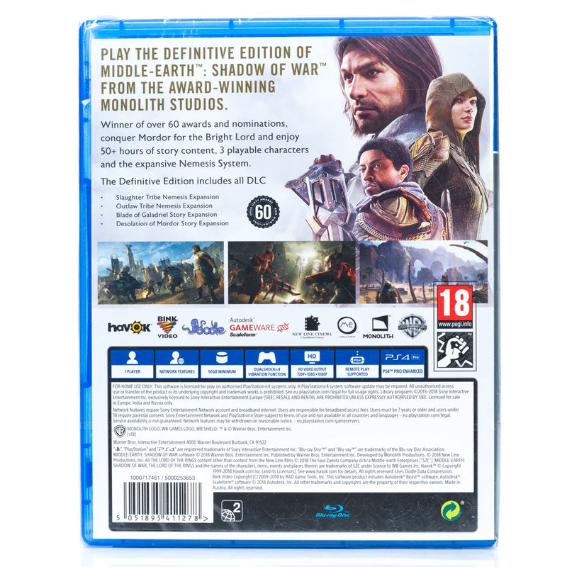 Middle-Earth: Shadow of War (Definitive Edition) - PS4 spill (Forseglet)