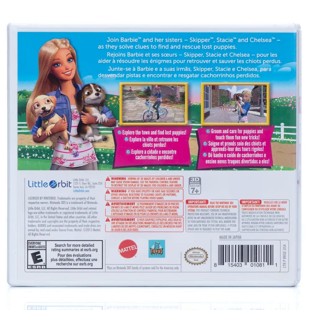 Barbie & Her Sisters: Puppy Rescue (NTSCU) - Nintendo 3DS spill - Retrospillkongen