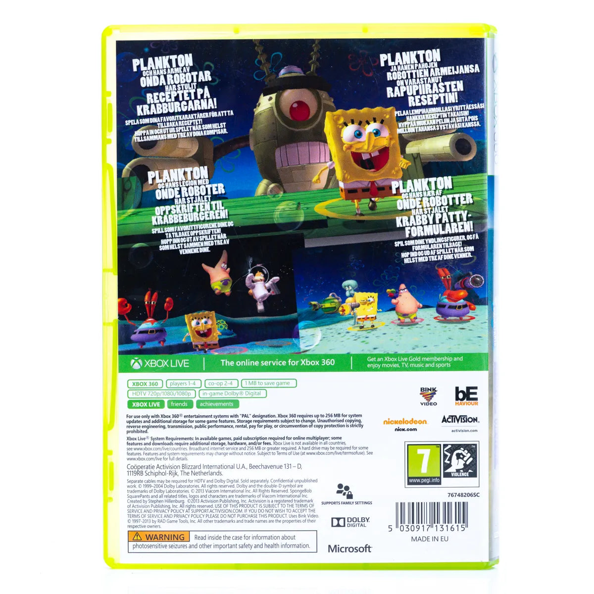 SpongeBob SquarePants: Plankton's Robotic Revenge - Xbox 360 spill - Retrospillkongen