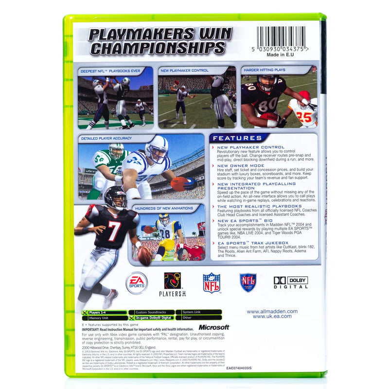 Madden NFL 2004 - Xbox spill