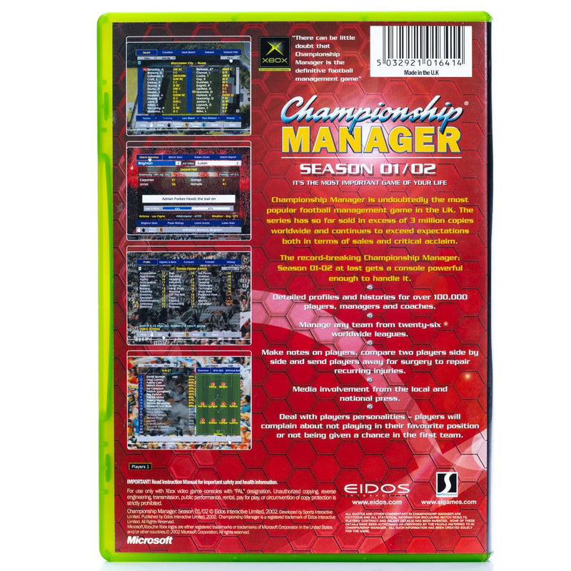 Championship Manager: Season 01/02 - Xbox spill