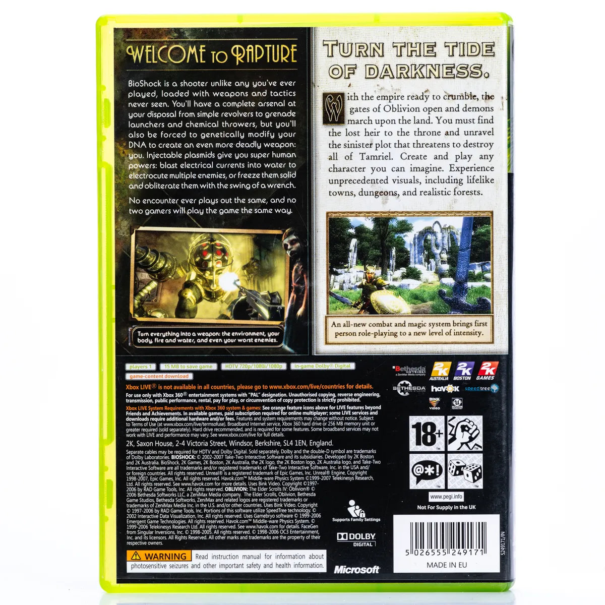 BioShock & The Elder Scrolls IV: Oblivion Bundle - Xbox 360 spill - Retrospillkongen