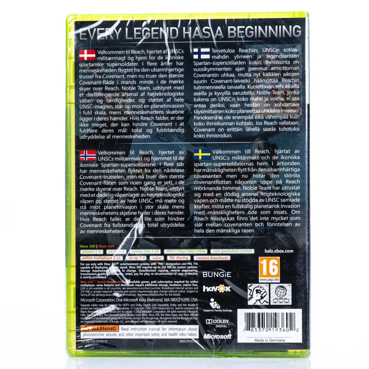 Halo: Reach - Xbox 360 spill (Forseglet) - Retrospillkongen