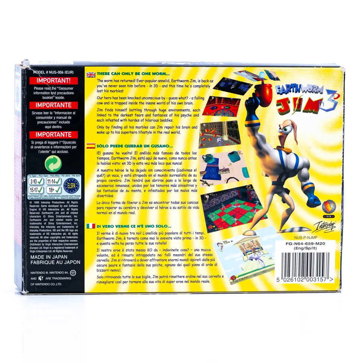 Earthworm Jim 3D - N64 spill (i eske) - Retrospillkongen