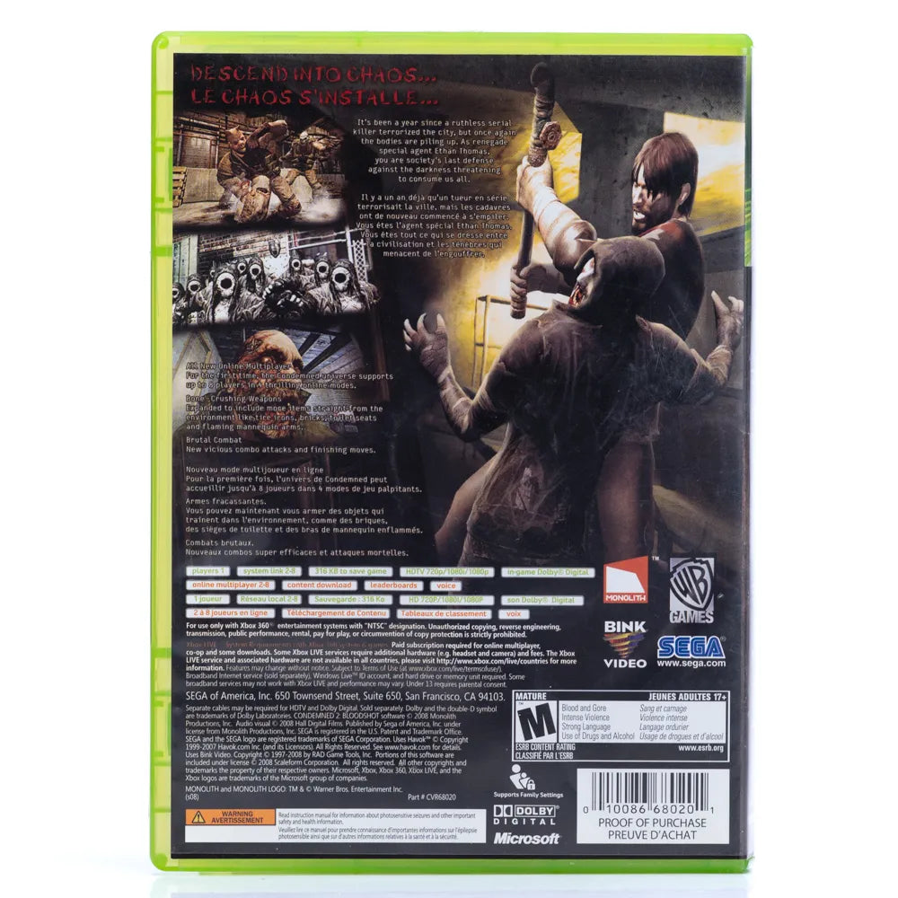 Condemned 2: Bloodshot - Xbox 360 spill - Retrospillkongen