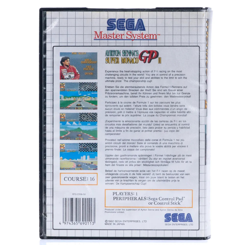 Ayrton Senna's Super Monaco GP II - Sega Master System spill - Retrospillkongen
