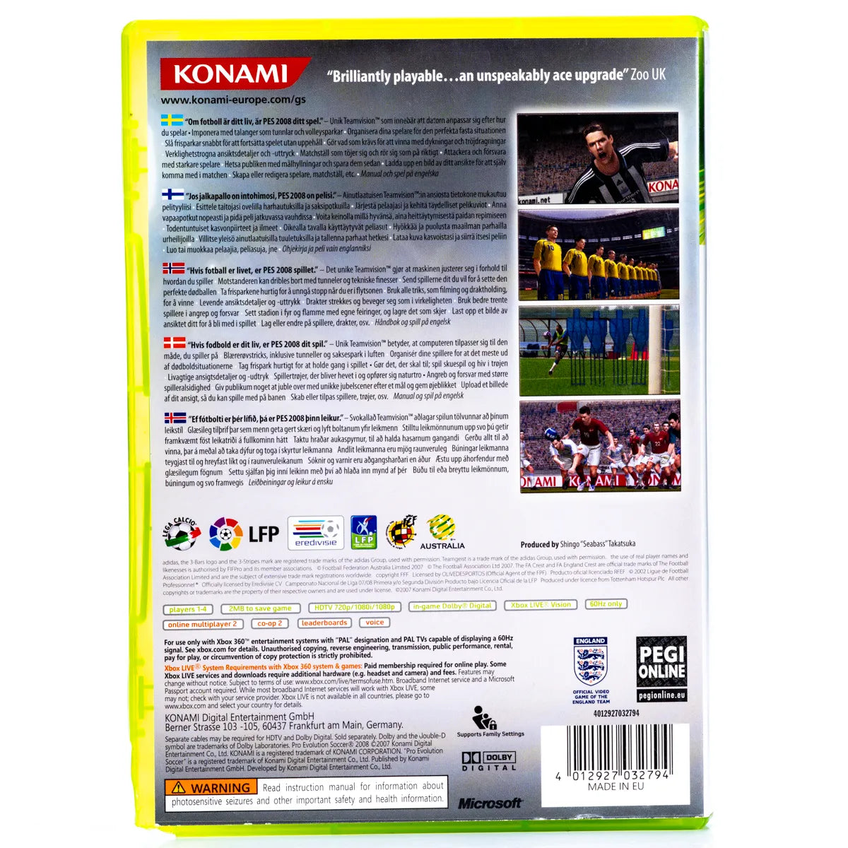 Pro Evolution Soccer 2008 - Xbox 360 spill - Retrospillkongen