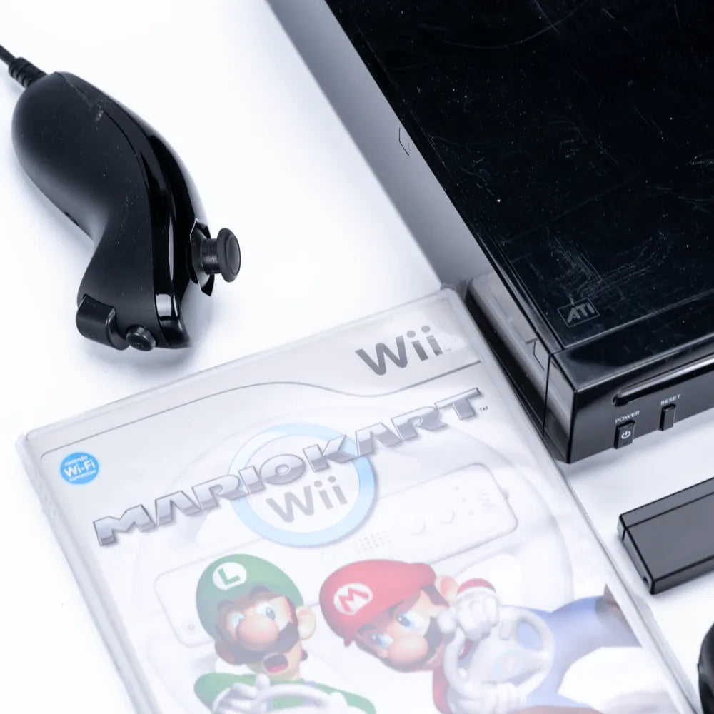 Nintendo Wii Mario Kart Pack Svart Konsollpakke - Wii (I eske)