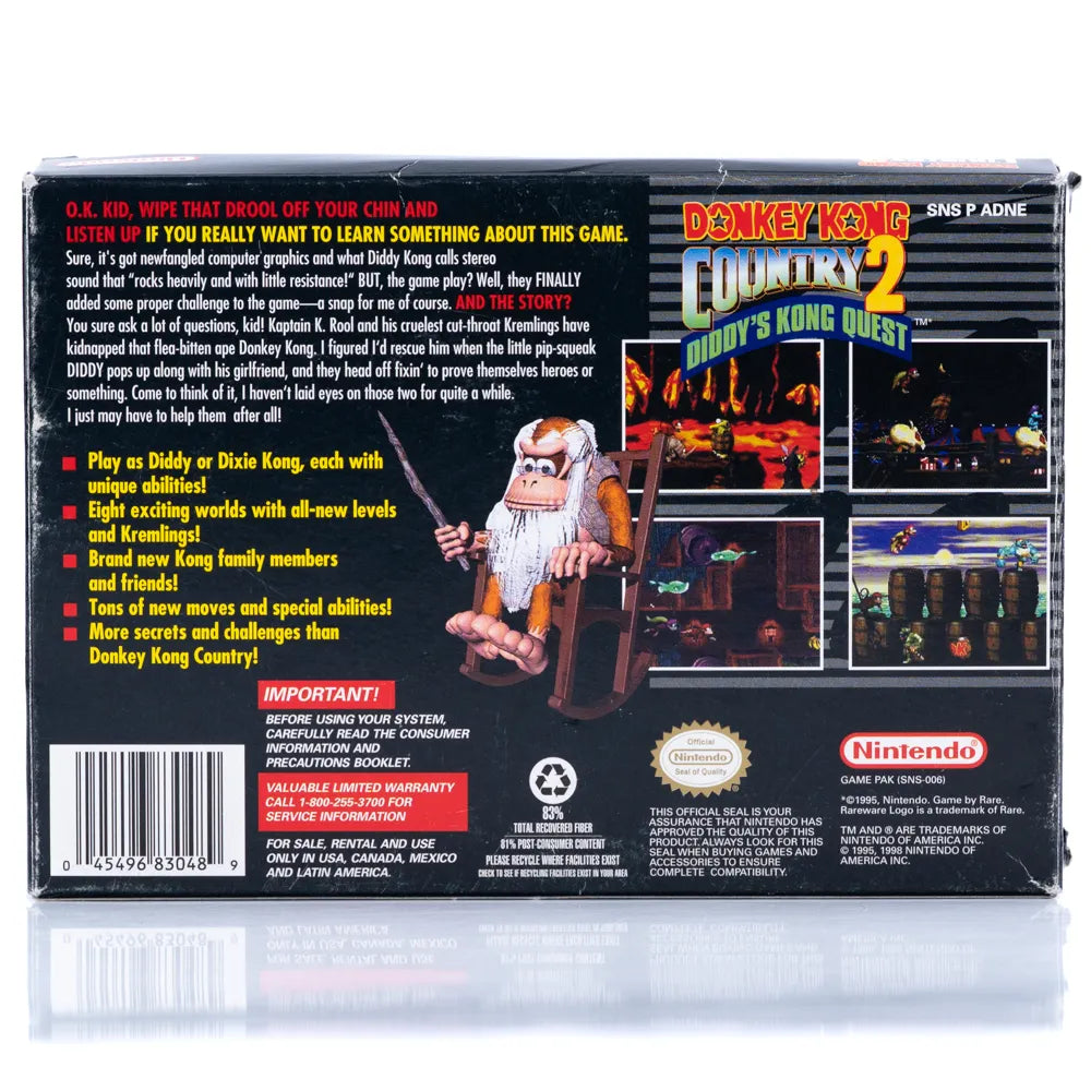 Donkey Kong Country 2: Diddy's Kong Quest - SNES spill (NTSC, i eske) - Retrospillkongen