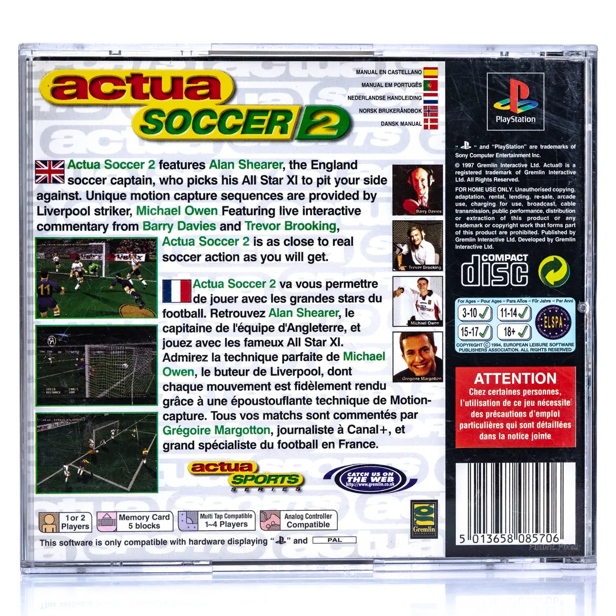 Actua Soccer 2 - PS1 Spill - Retrospillkongen
