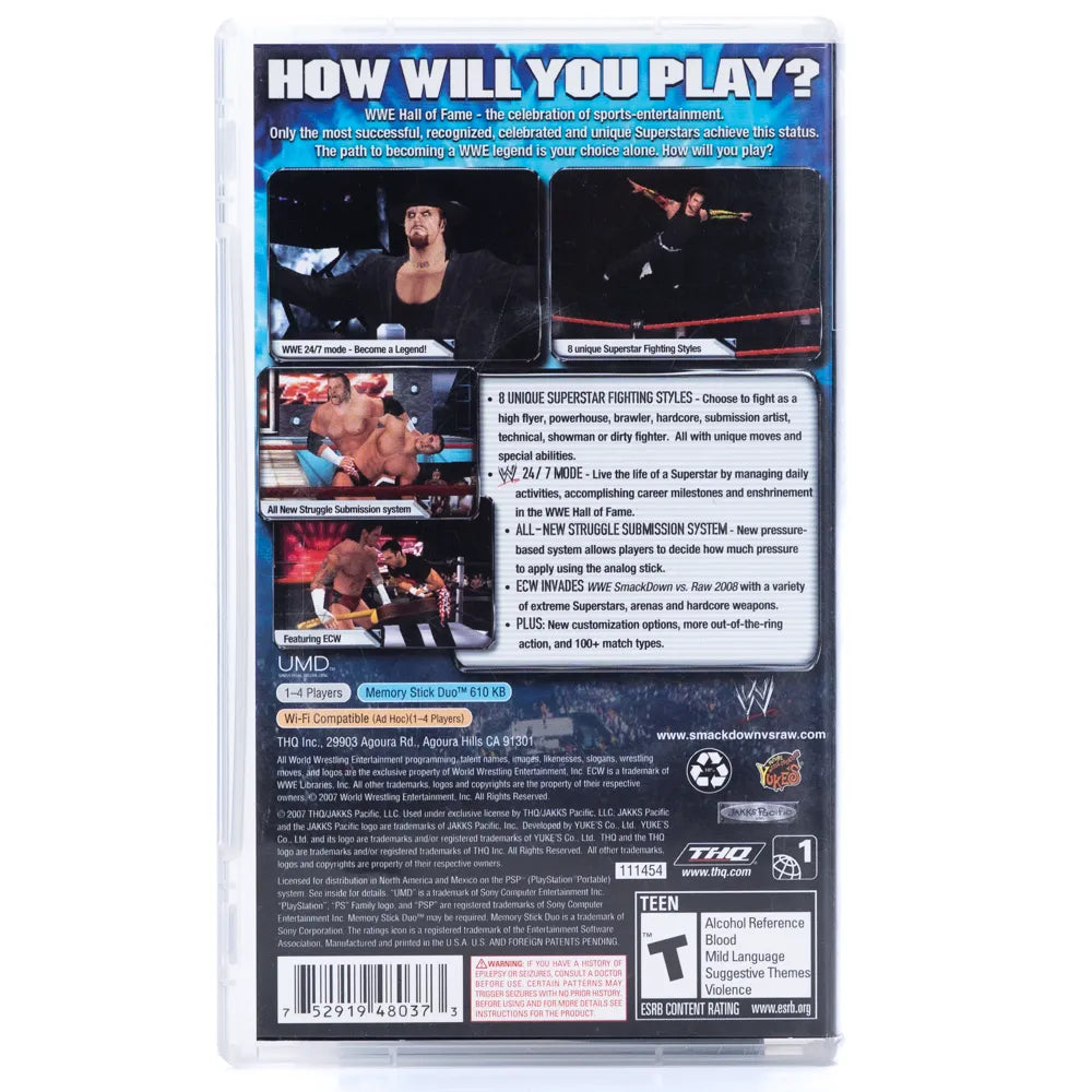 WWE SmackDown vs. Raw 2008 Featuring ECW - PSP spill (NTSC, regionfri)