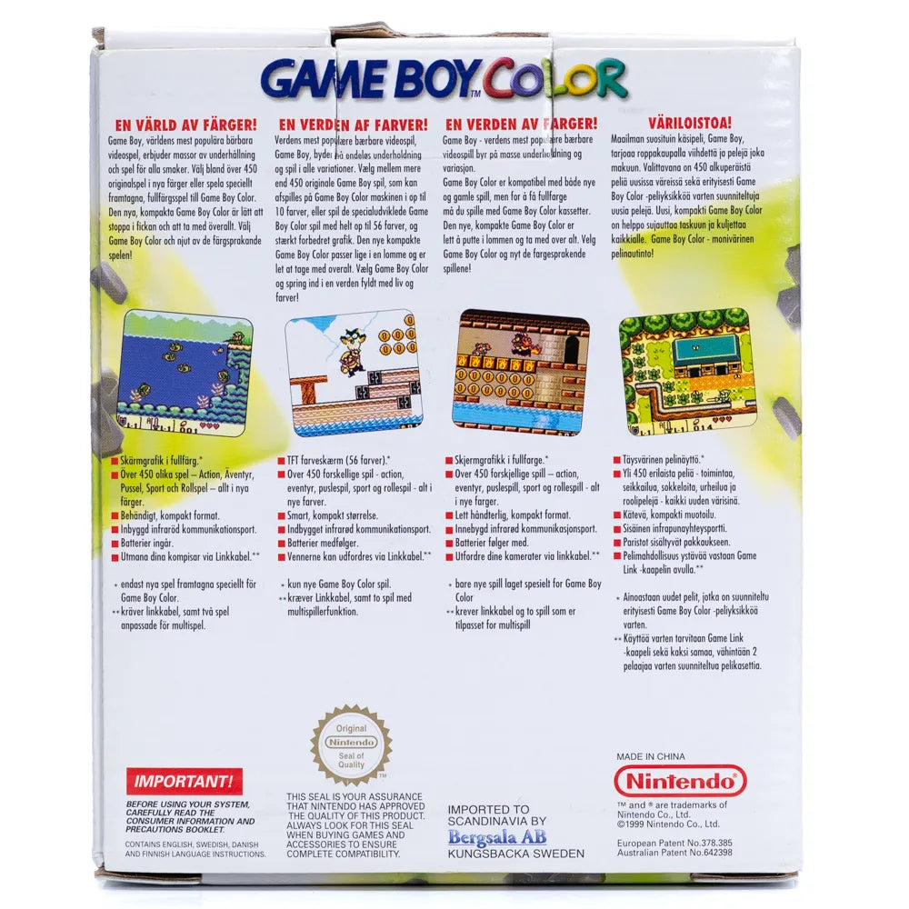 Original Nintendo Gameboy Color Konsoll Kiwi i Eske - GBC - Retrospillkongen