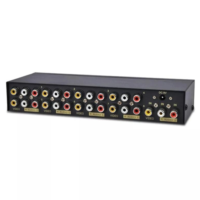 8-veis port kompositt 1x8 Video og Audiosplitter 1 i 8 ut-signal