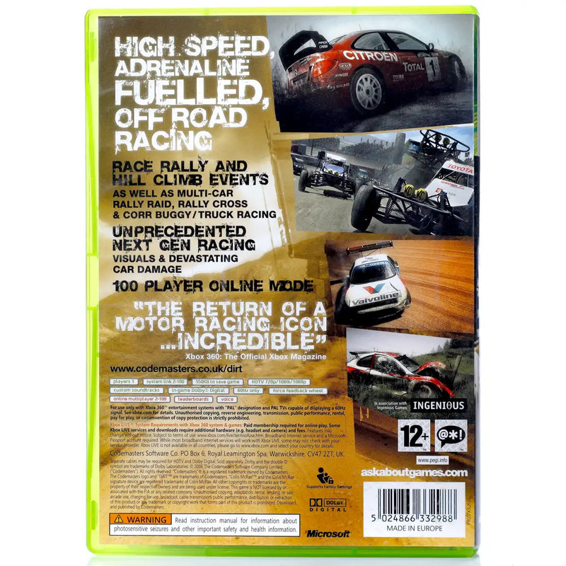 Colin McRae DiRT - Xbox 360 spill