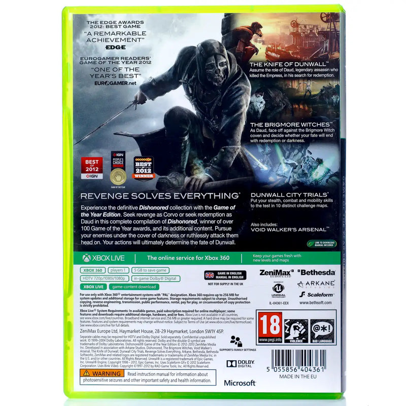 Dishonored - Game of the year edition - Xbox 360 spill