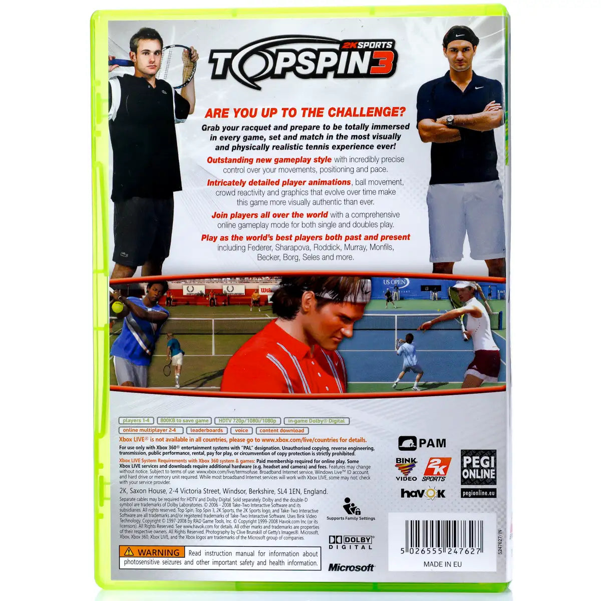 Top Spin 3 - Xbox 360 spill - Retrospillkongen