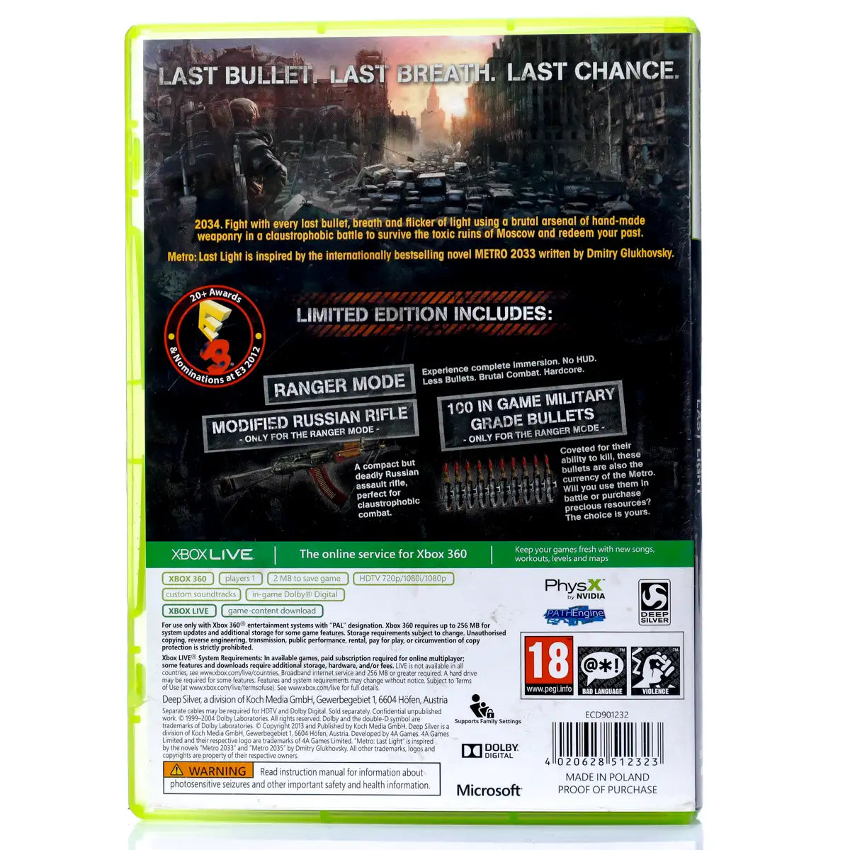 Metro Last Light Limited Edition - Xbox 360 spill - Retrospillkongen