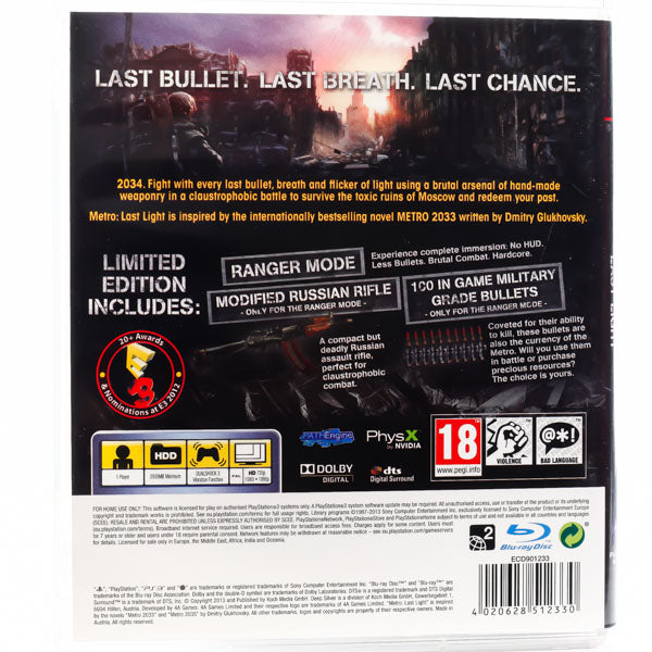Metro: Last Light (Limited Edition) - PS3 spill - Retrospillkongen