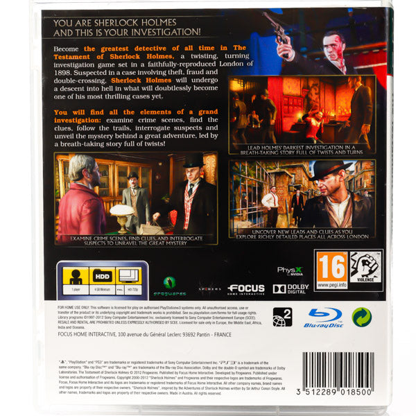 The Testament of Sherlock Holmes - PS3 spill - Retrospillkongen