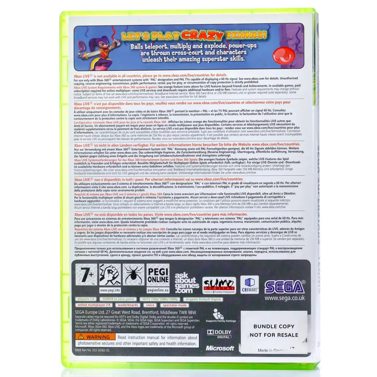 SEGA Superstars Tennis - Xbox 360 spill - Retrospillkongen