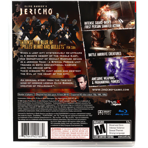 Clive Barker's Jericho (NTSC, Regionsfri) - PS3 spill