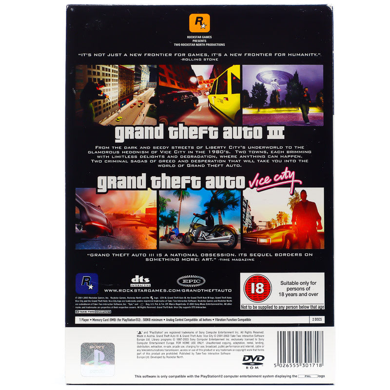 Grand Theft Auto Double Pack | Grand theft auto III & Grand theft Auto Vice City - PS2 spill - Retrospillkongen