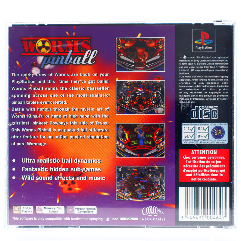 Worms Pinball - PS1 spill - Retrospillkongen