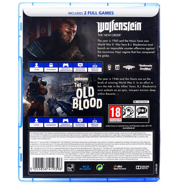 Wolfenstein The New Order and The Old Blood Double Pack - PS4 spill - Retrospillkongen