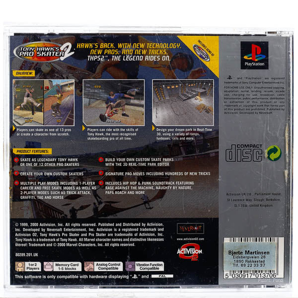 TONY HAWK'S PRO SKATER 2 -Complet- PS1 PlayStation Pal Platinum TONY HAWK'S PRO SKATER 2 -Complet- PS1 PlayStation Pal Platinum